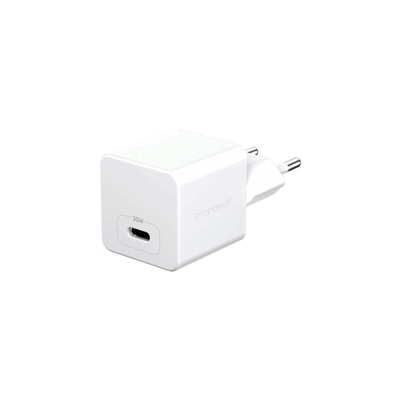 Adaptor de călătorie Grand Prix USB-C, GaN, 30 W PD, argintiu-alb, empower