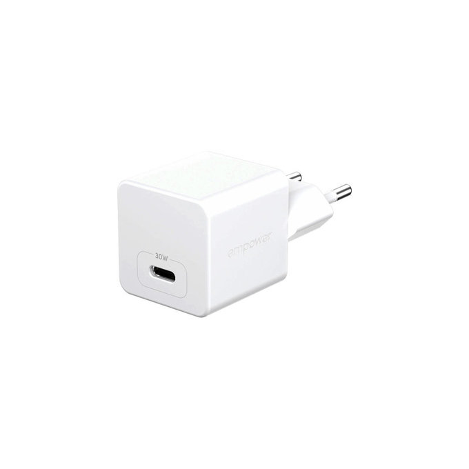 Adaptor de călătorie Grand Prix USB-C, GaN, 30 W PD, argintiu-alb, empower
