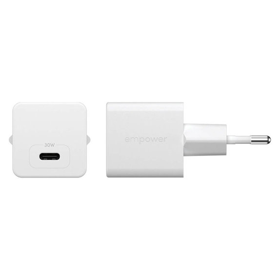 Adaptor de călătorie Grand Prix USB-C, GaN, 30 W PD, argintiu-alb, empower