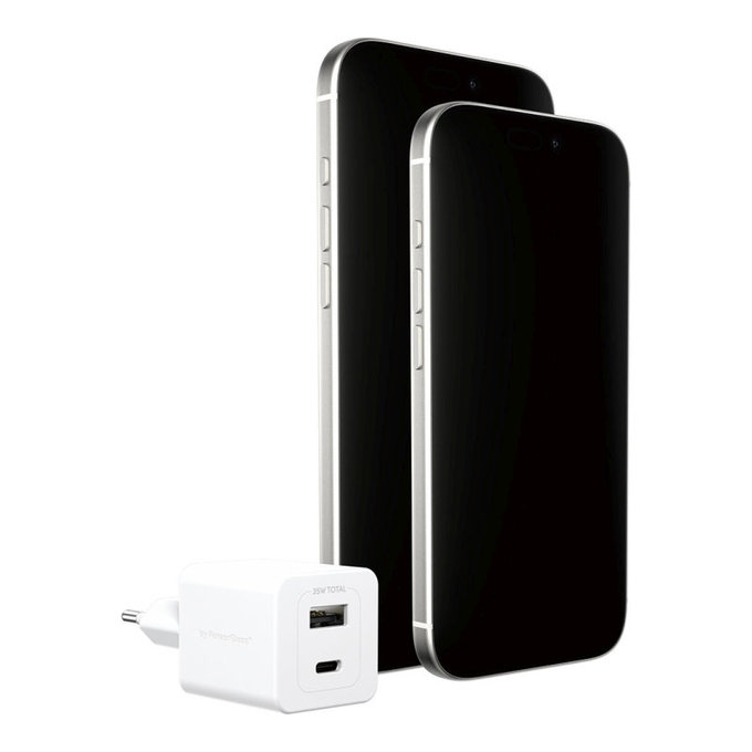 Adaptor de călătorie Grand Prix USB-C/USB-A, GaN, 35 W PD, argintiu-alb, empower
