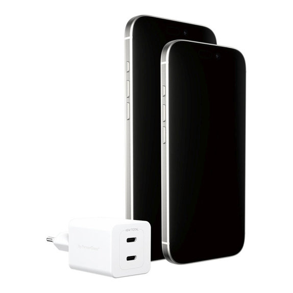 Adaptor de călătorie Grand Prix 2x USB-C, GaN, 45 W PD, Alb-argintiu, empower