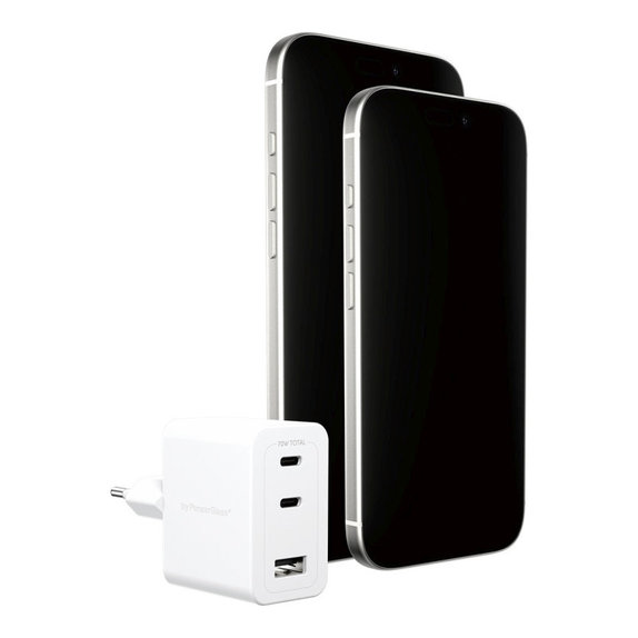 Adaptor de călătorie Grand Prix 2x USB-C/USB-A, GaN, 70 W PD, Alb-argintiu, empower