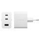 Adaptor de călătorie Grand Prix 2x USB-C/USB-A, GaN, 70 W PD, Alb-argintiu, empower