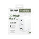 Adaptor de călătorie Grand Prix 2x USB-C/USB-A, GaN, 70 W PD, Alb-argintiu, empower