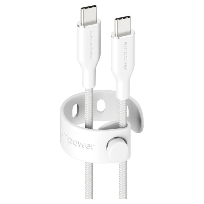 Cablu USB-C, 60 W, Racing, 1,2 m, argintiu-alb, empower