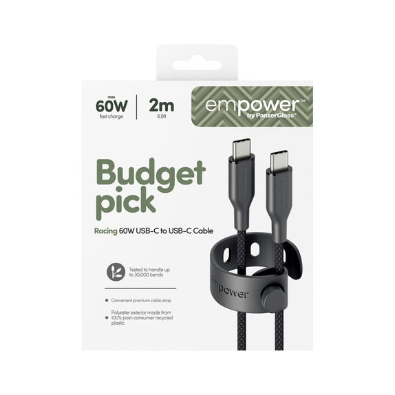 Cablu USB-C, 60 W, Racing, 2 m, Space Black, empower