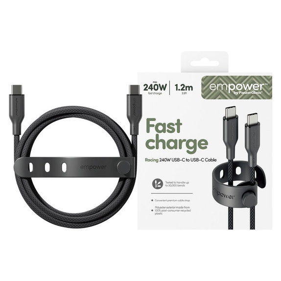 Cablu USB-C, 240 W, Racing, 1, 2 m, Space Black, empower