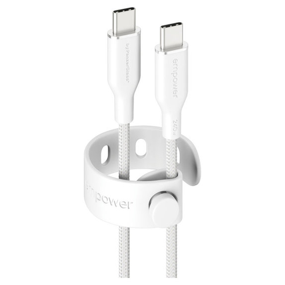 Cablu USB-C, 240 W, Racing, 1,2 m, argintiu-alb, empower