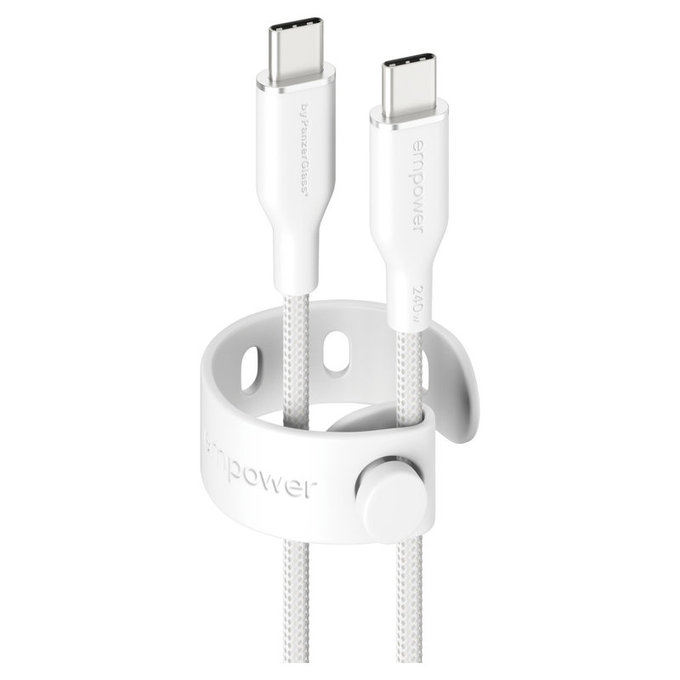 Cablu USB-C, 240 W, Racing, 1,2 m, argintiu-alb, empower