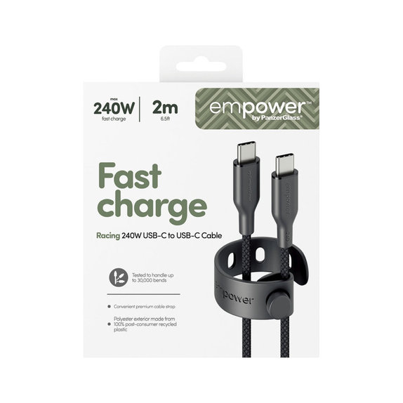 Cablu USB-C, 240 W, Racing, 2 m, Space Black, empower
