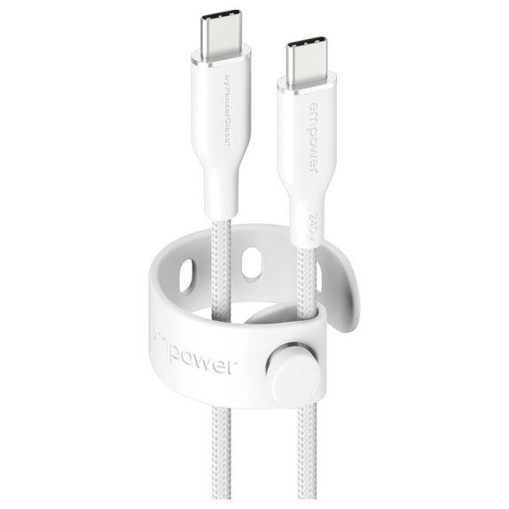 Cablu USB-C, 240 W, Racing, 2 m, Alb-argintiu, empower