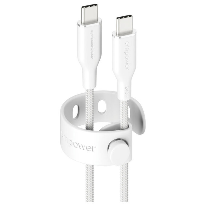 Cablu USB-C, 240 W, Racing, 2 m, Alb-argintiu, empower