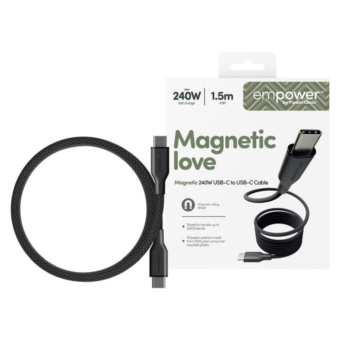 Cablu USB-C, 240 W, Magnetic, 1, 5 m, Space Black, empower