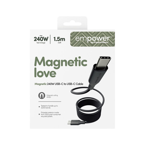 Cablu USB-C, 240 W, Magnetic, 1, 5 m, Space Black, empower