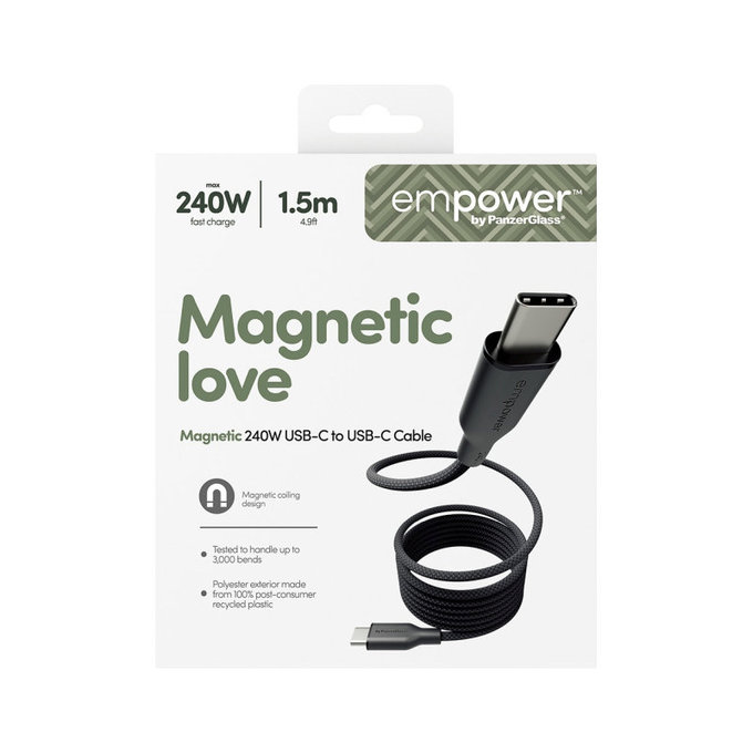 Cablu USB-C, 240 W, Magnetic, 1, 5 m, Space Black, empower