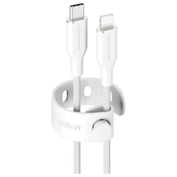 Cablu USB-C/Lightning, 60 W, Racing, 1, 2 m, Alb-argintiu, empower