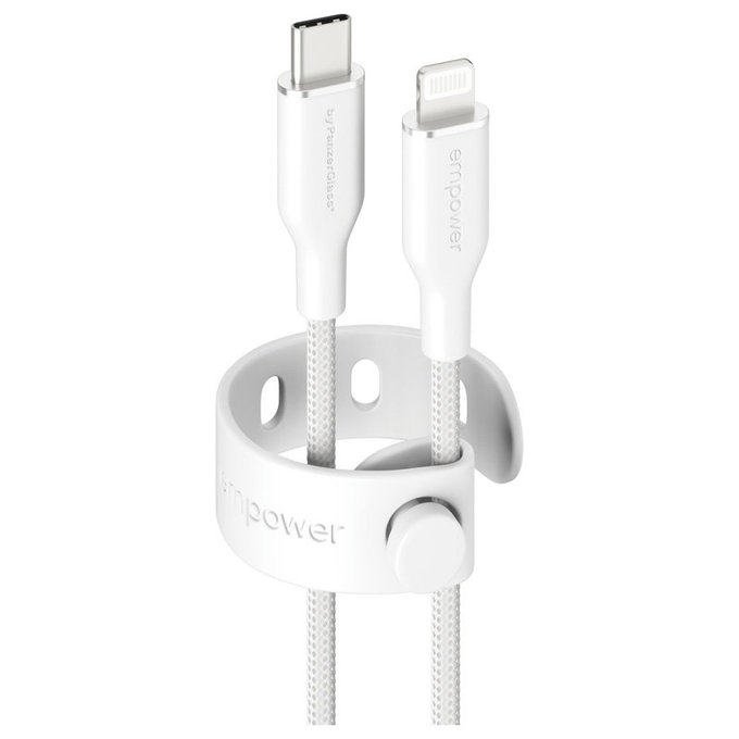Cablu USB-C/Lightning, 60 W, Racing, 1, 2 m, Alb-argintiu, empower