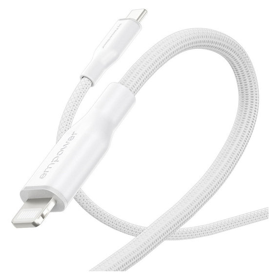 Cablu USB-C/Lightning, 60 W, Racing, 1, 2 m, Alb-argintiu, empower