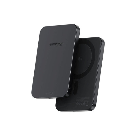 PowerBank wireless 5000 mAh, 20 W, compatibilă cu MagSafe, Qi2/USB-C, Space Black, empower