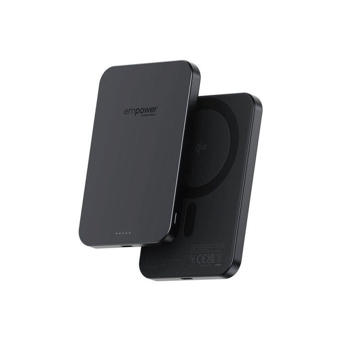 PowerBank wireless 5000 mAh, 20 W, compatibilă cu MagSafe, Qi2/USB-C, Space Black, empower