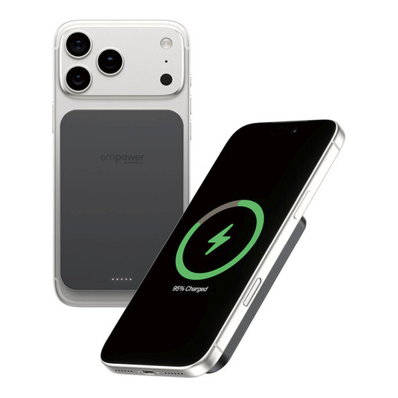 PowerBank wireless 5000 mAh, 20 W, compatibilă cu MagSafe, Qi2/USB-C, Space Black, empower