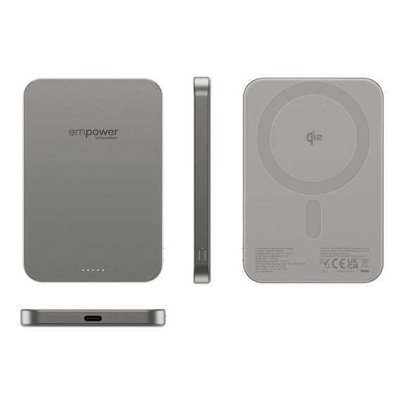 PowerBank wireless 5000 mAh, 20 W, compatibilă cu MagSafe, Qi2/USB-C, Titan, empower