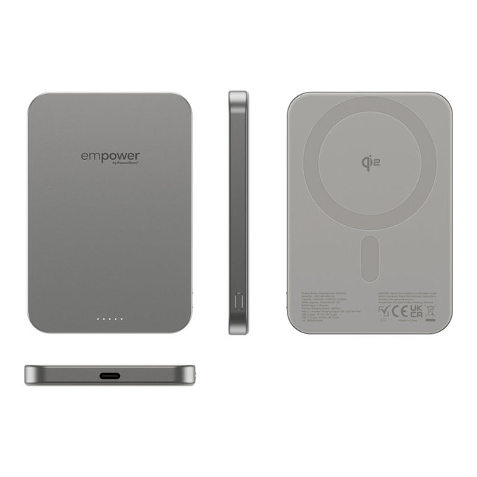 PowerBank wireless 5000 mAh, 20 W, compatibilă cu MagSafe, Qi2/USB-C, Titan, empower