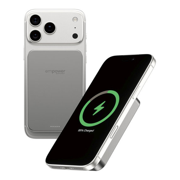 PowerBank wireless 10000 mAh, 20 W, compatibilă cu MagSafe, Qi2/USB-C, Titan, empower