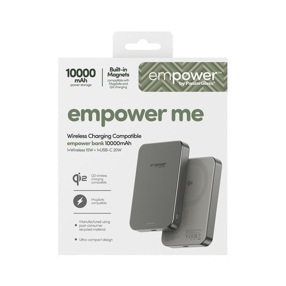 PowerBank wireless 10000 mAh, 20 W, compatibilă cu MagSafe, Qi2/USB-C, Titan, empower