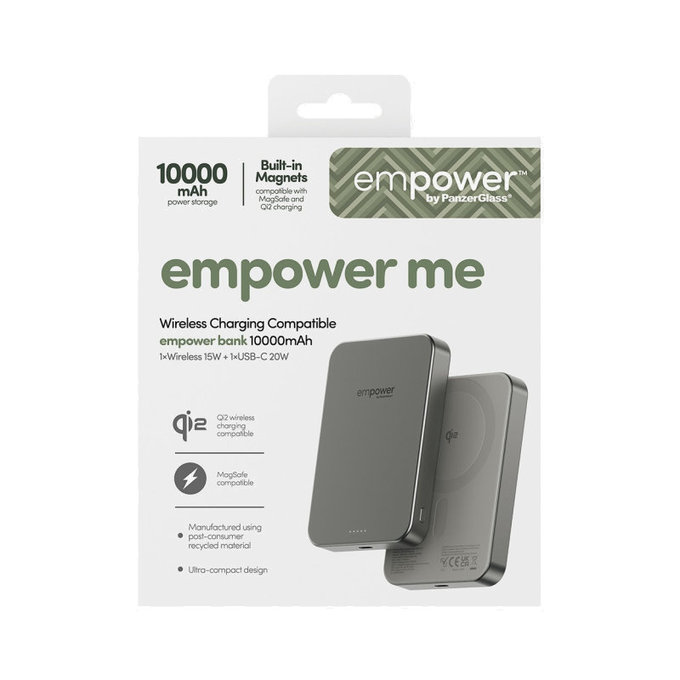 PowerBank wireless 10000 mAh, 20 W, compatibilă cu MagSafe, Qi2/USB-C, Titan, empower