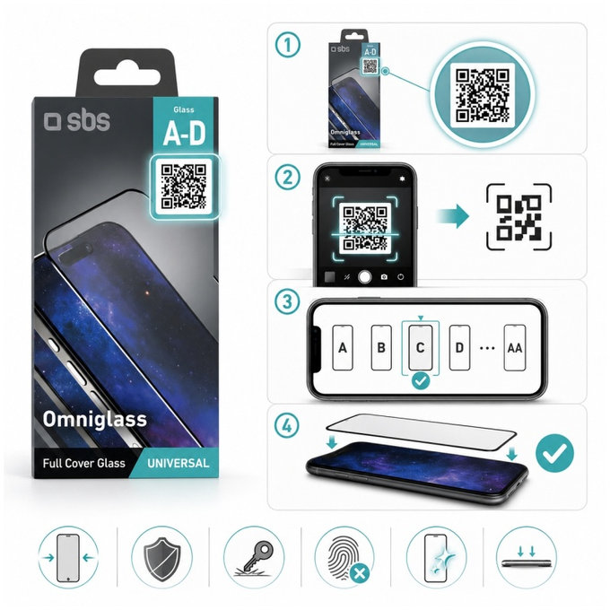 Sticlă securizată universală Omniglass Z, Negru, SBS