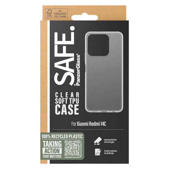 Caz TPU pentru Xiaomi Redmi 14C, Transparent, SAFE by PanzerGlass