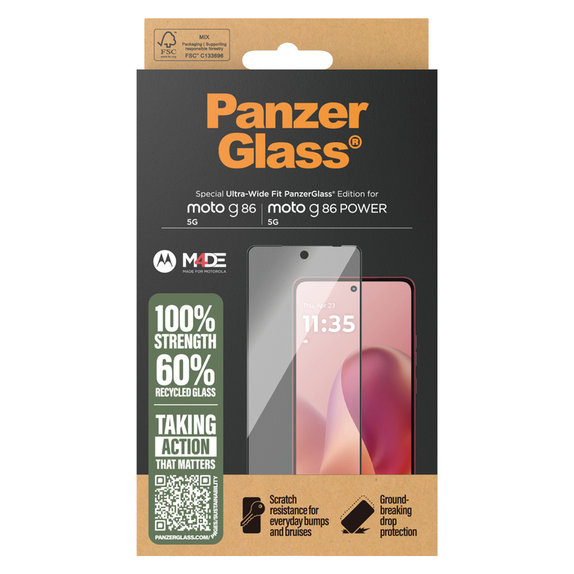 Sticlă securizată UWF pentru Motorola Moto G86 Power, Negru, PanzerGlass