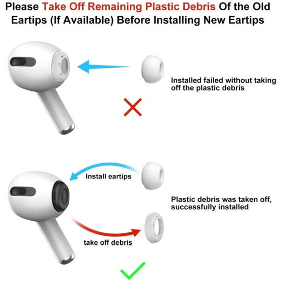 Dopuri din silicon de schimb pentru Apple AirPods 3 Pro, set 3 buc (L, M, S), Alb