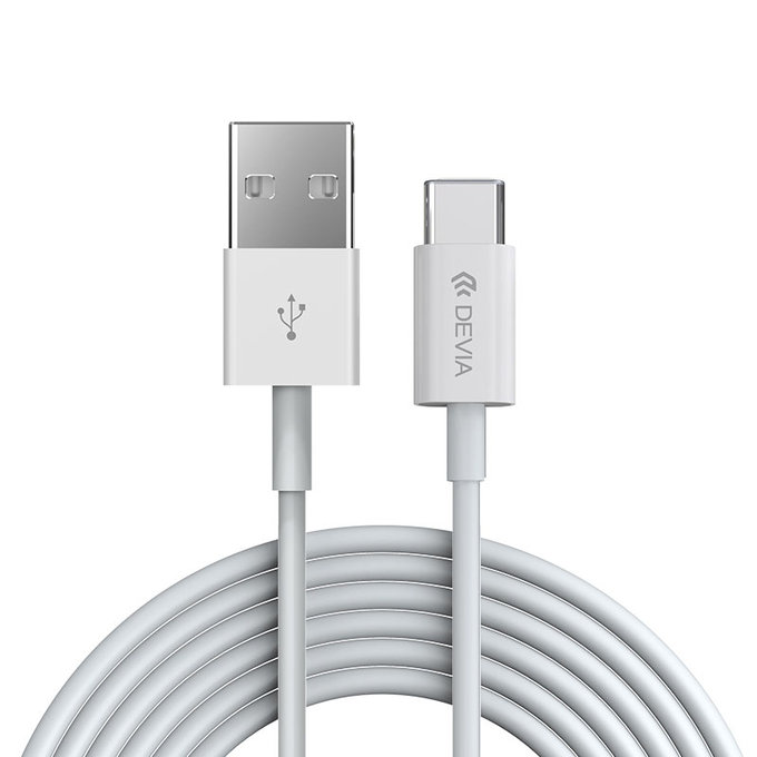 Cablu USB / USB-C Smart, 2.1A, 2m, alb, Devia
