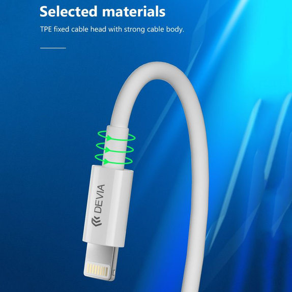 Cablu Lightning / USB-C Smart, PD 27W, 2m, alb, Devia