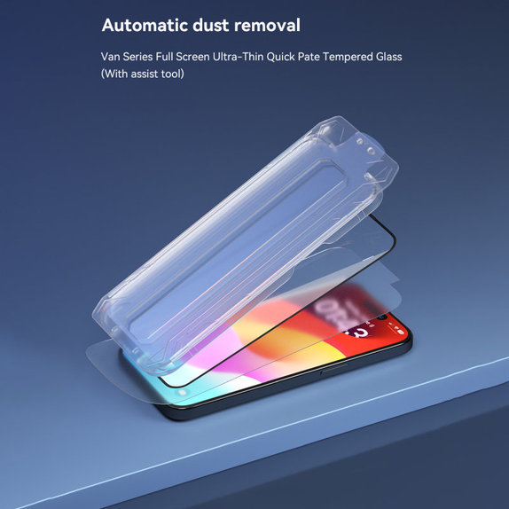 Sticlă securizată FullCover cu aplicator pentru iPhone 15 Pro, Devia