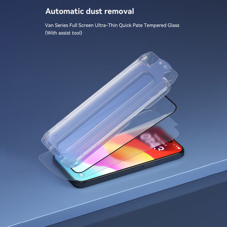 Sticlă securizată FullCover cu aplicator pentru iPhone 15 Pro Max, Devia