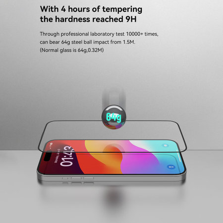 Sticlă securizată FullCover cu aplicator pentru iPhone 15 Pro Max, Devia