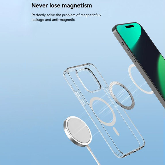 Husă Clear cu MagSafe pentru iPhone 15 Plus, transparentă, Devia
