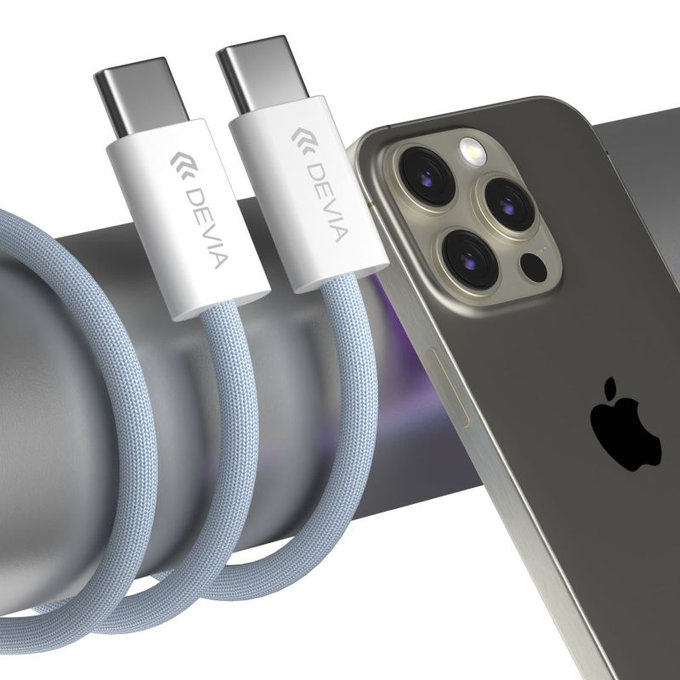 Cablu USB-C / USB-C Smart, PD 60W, 1m, alb, Devia