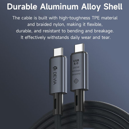 Cablu USB-C / USB-C Extreme Speed, 240W, 8K 60Hz, 1m, negru, Devia