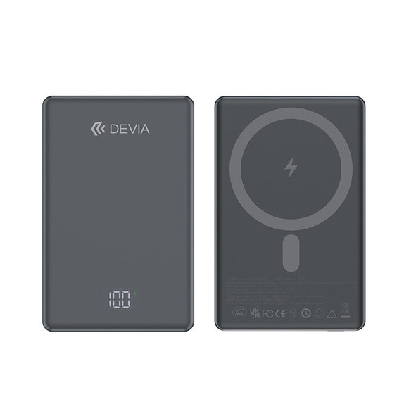 PowerBank MagSafe Extreme Speed Mini cu display, PD 20W, 5000mAh, Space Grey, Devia