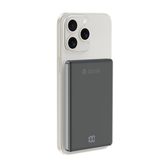 PowerBank MagSafe Extreme Speed Mini cu display, PD 20W, 5000mAh, Space Grey, Devia