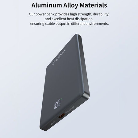 PowerBank MagSafe Extreme Speed Mini cu display, PD 20W, 5000mAh, Space Grey, Devia