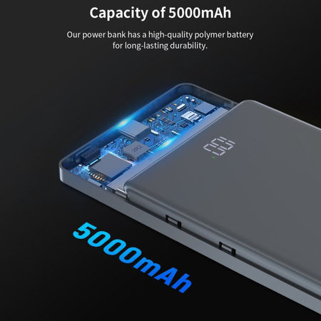 PowerBank MagSafe Extreme Speed Mini cu display, PD 20W, 5000mAh, Space Grey, Devia