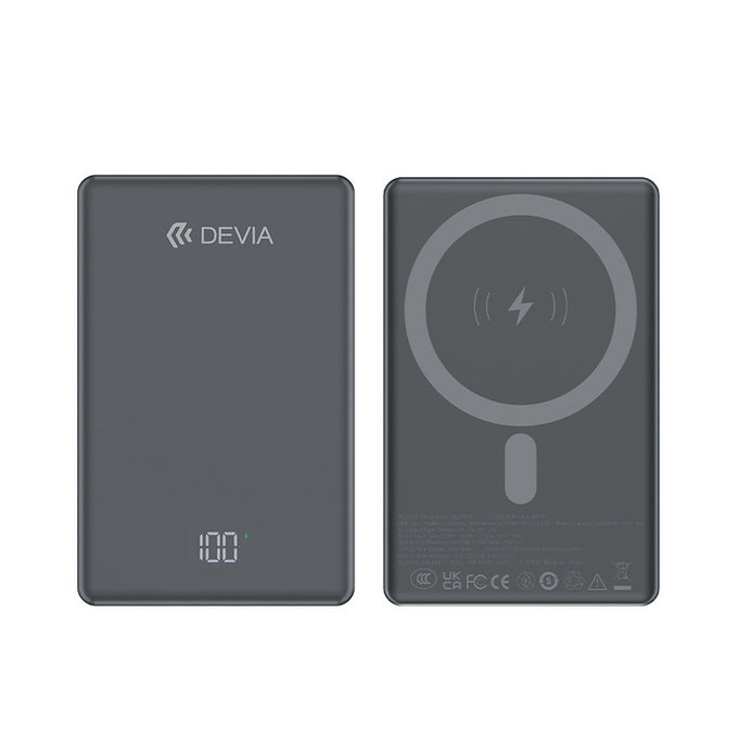 PowerBank MagSafe Extreme Speed Mini cu display, PD 20W, 10000mAh, Space Grey, Devia