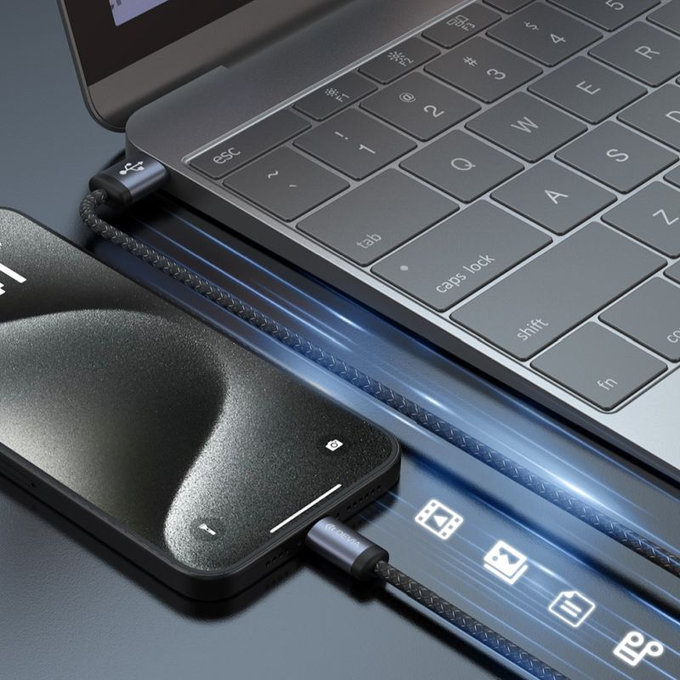 Cablu USB / USB-C Gracious, 2.1A, 2m, negru, Devia