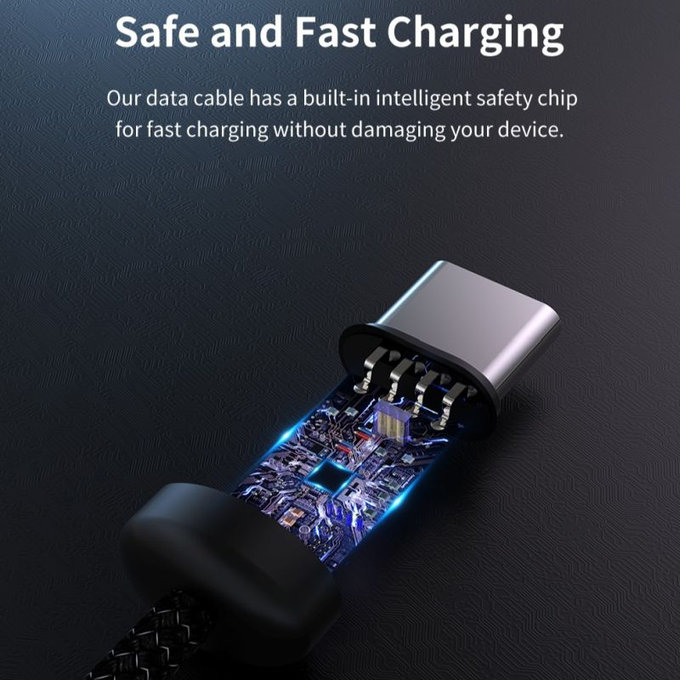 Cablu USB / USB-C Gracious, 2.1A, 2m, negru, Devia