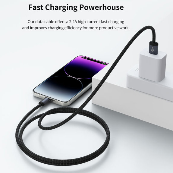 Cablu Lightning / USB Gracious, 2,4A, 2m, negru, Devia
